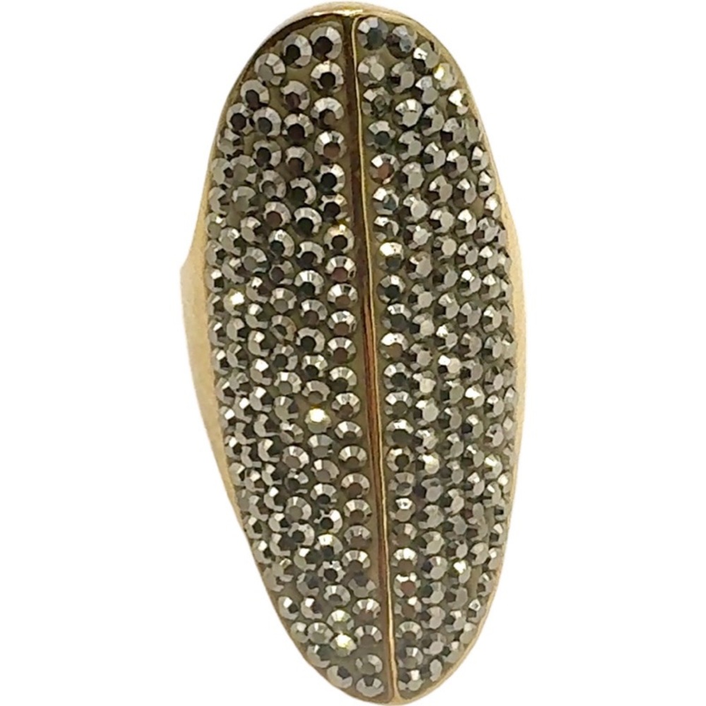 Henri Bendel Tribal Dark Grey Rocks and Gold Ring Size 5.75 - Picture 3 of 10